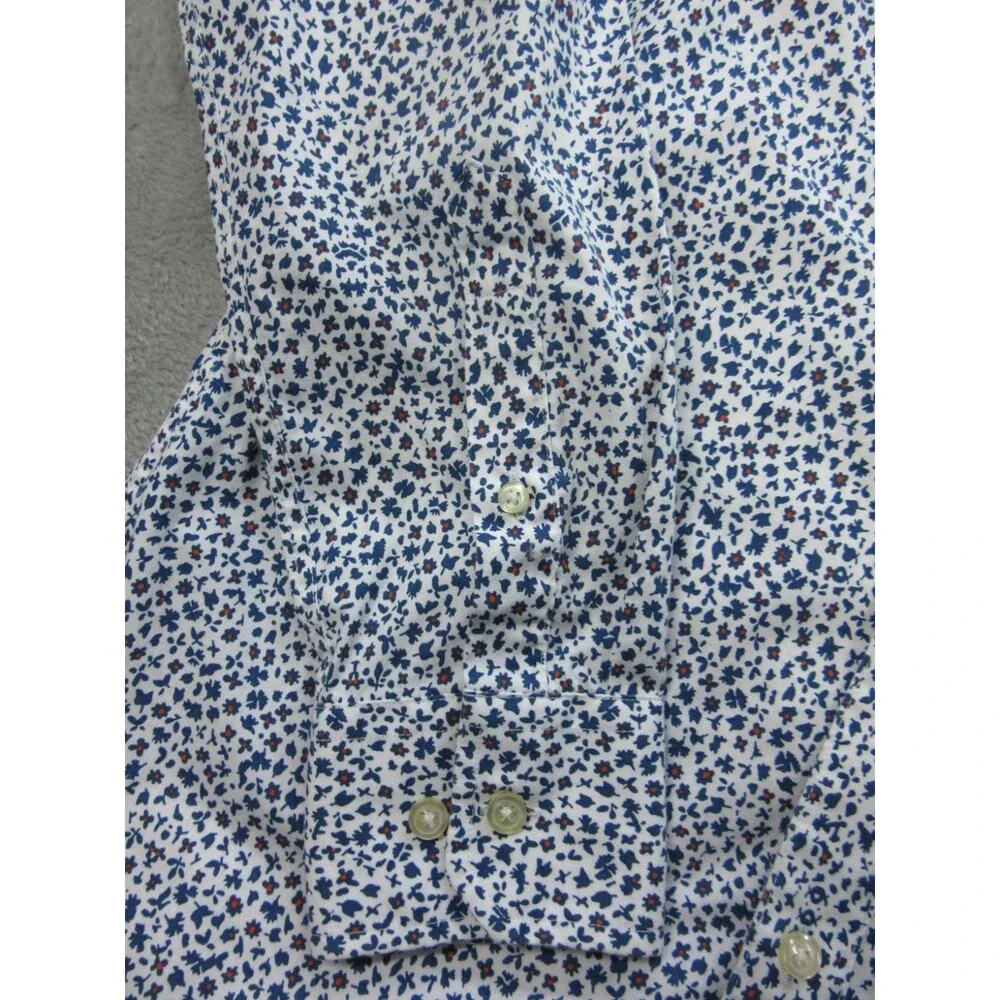 Banana Republic Shirt Men's Small 14-14.5 Floral Print Blue Preppy Non-Iron